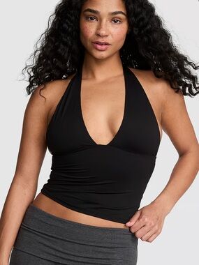 Victoria’s Secret Pink PINK BASE STRETCH PLUNGE HALTER TOP